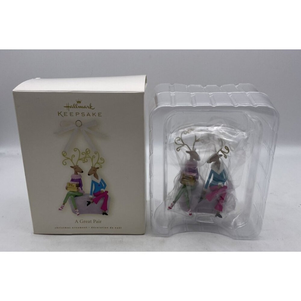Hallmark A Great Pair Shopping Reindeer Keepsake Ornament Original Box 2008